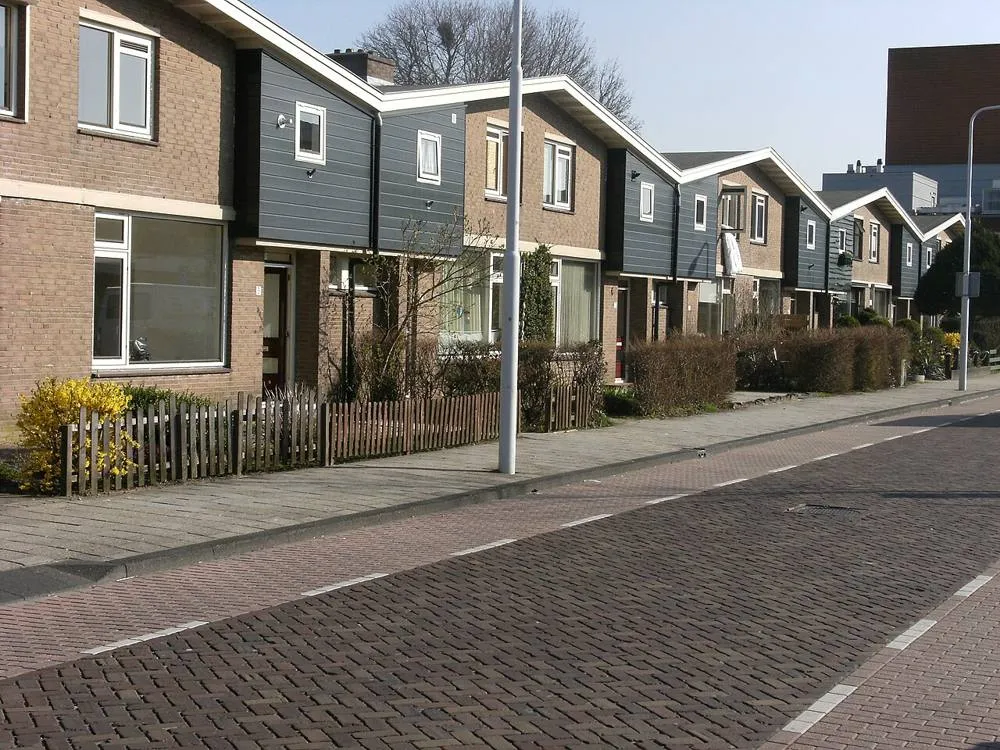 Dronten: Row of houses; street in Dronten